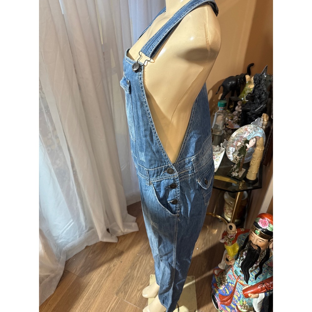 Hot Kiss Ava Denim Overalls Womens XL Blue Distressed Bib Adjustable Straps - Picture 3 of 5